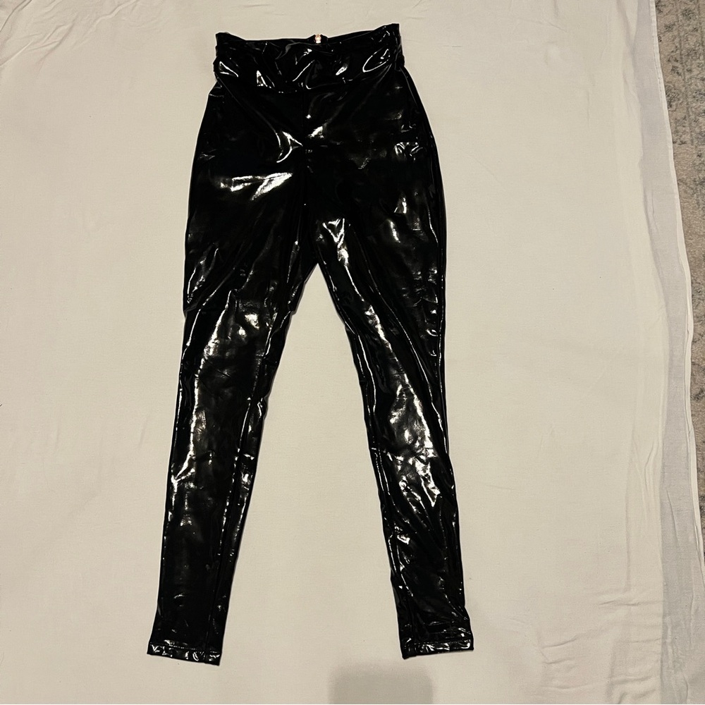 Nookie Viktoria Black Pants Shinny Skinny Sexy Size Large - Picture 2 of 8